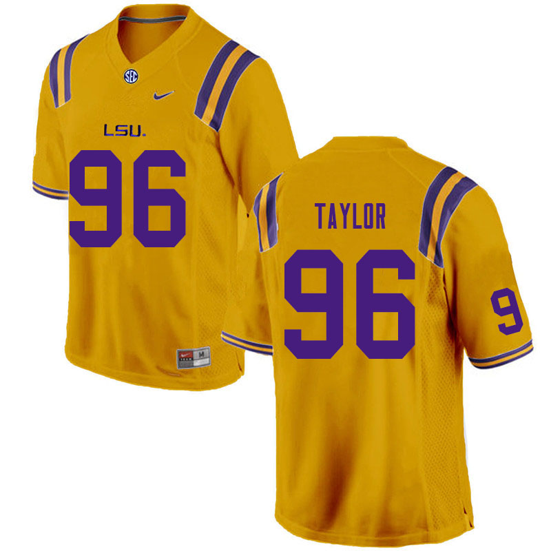 Men #96 Eric Taylor LSU Tigers College Football Jerseys Sale-Gold